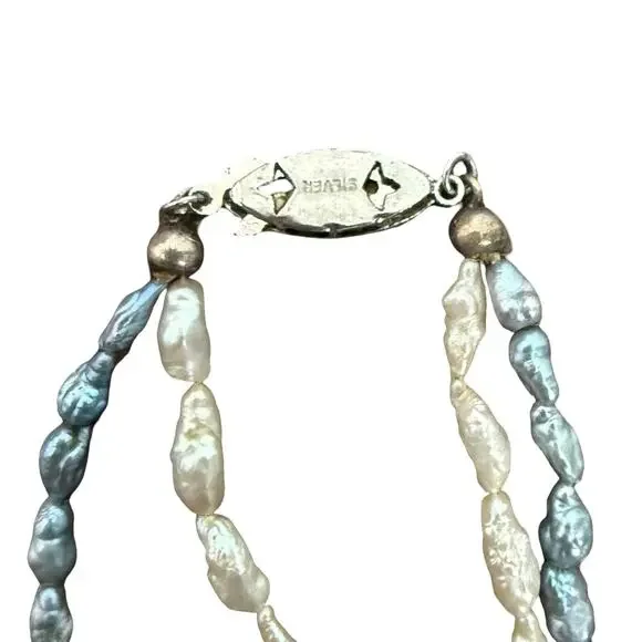 Vintage Beaded Necklaces White Blue Purple Green Blue Bangle Bracelet 4 Pieces - Picture 6 of 16